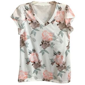 Flowered Tee Top NWOT  M